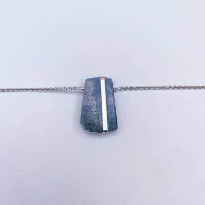 10. Paraiba Tourmaline Silver Floating Necklace with Silver Accent