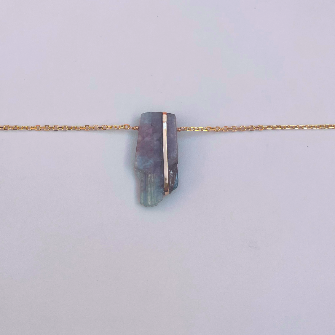 11. Paraiba Tourmaline Gold Floating Necklace with Gold Accent