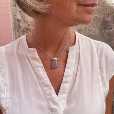 14. Paraiba Tourmaline Silver Bezel Set Necklace