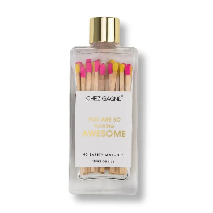 Glass Bottle Matches with Gold Lid