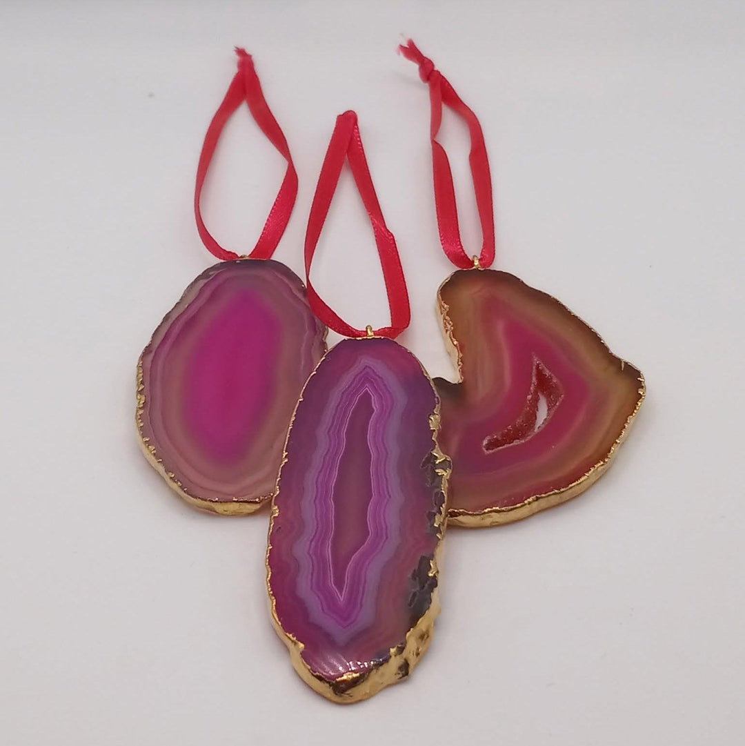 Gold Rimmed Agate Ornaments