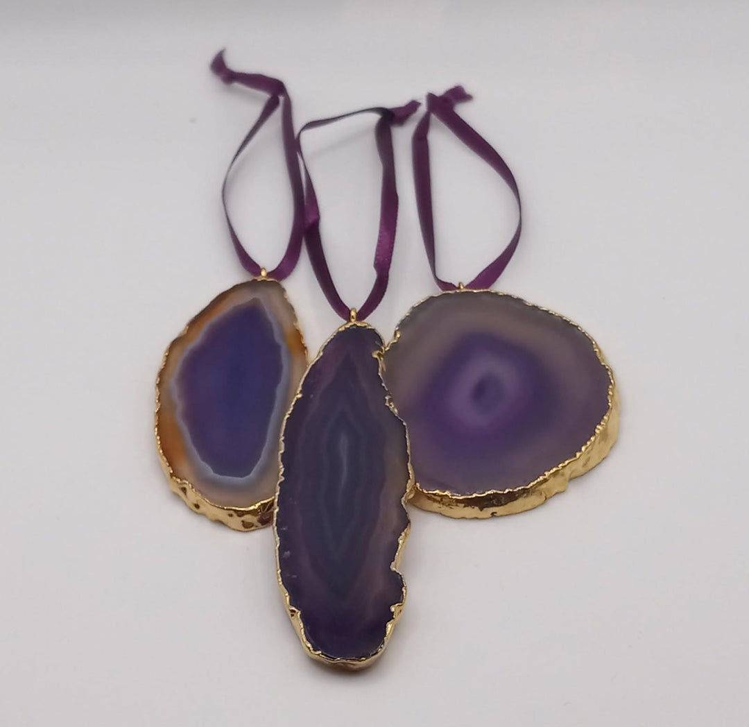 Gold Rimmed Agate Ornaments