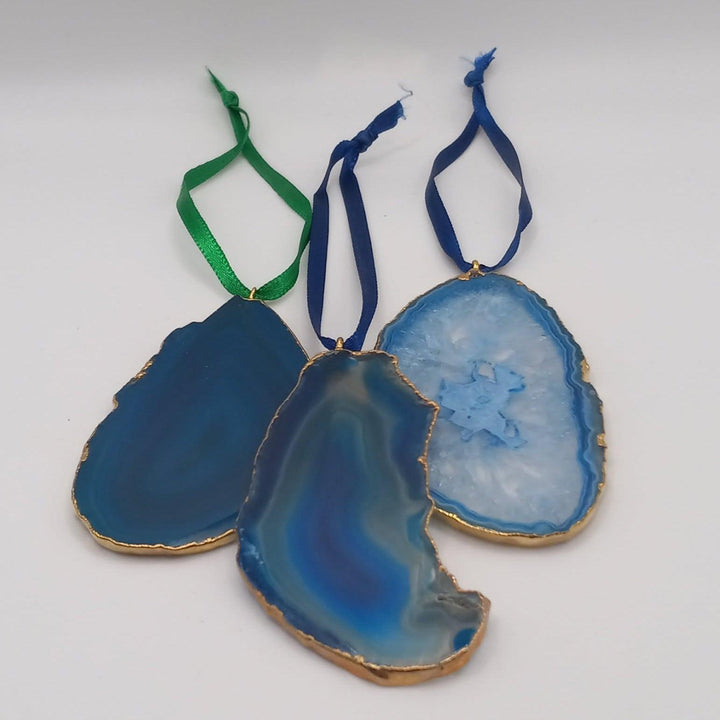 Gold Rimmed Agate Ornaments