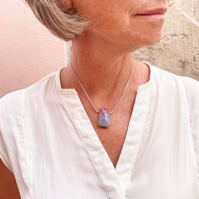 6. Paraiba Tourmaline Silver Floating Necklace
