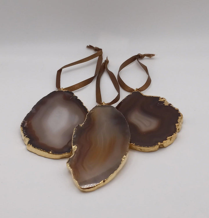Gold Rimmed Agate Ornaments