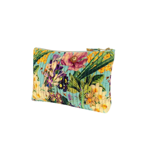 Quilted Velvet Zip Pouch