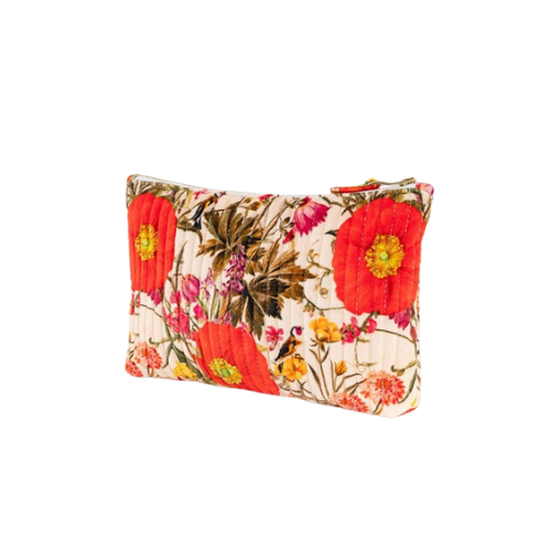 Quilted Velvet Zip Pouch