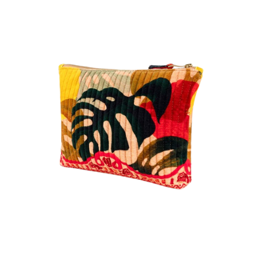 Quilted Velvet Zip Pouch