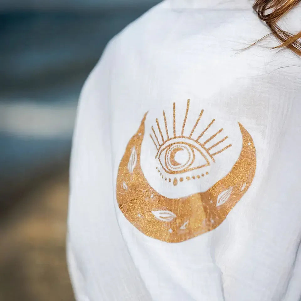 Crescent Moon Hooded double gauze Turkish cotton Kimono