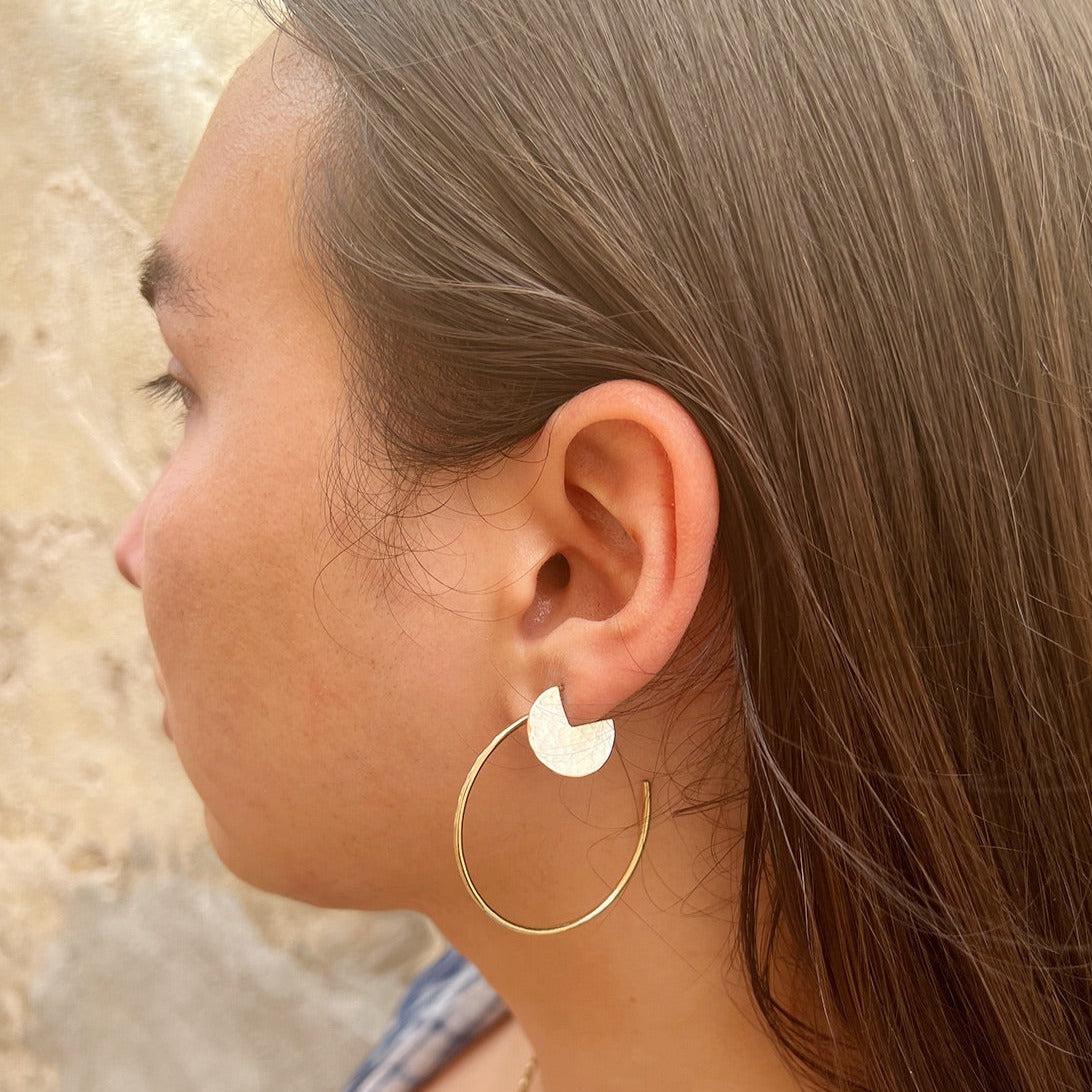 Large Modern Geometric Disc Earrings