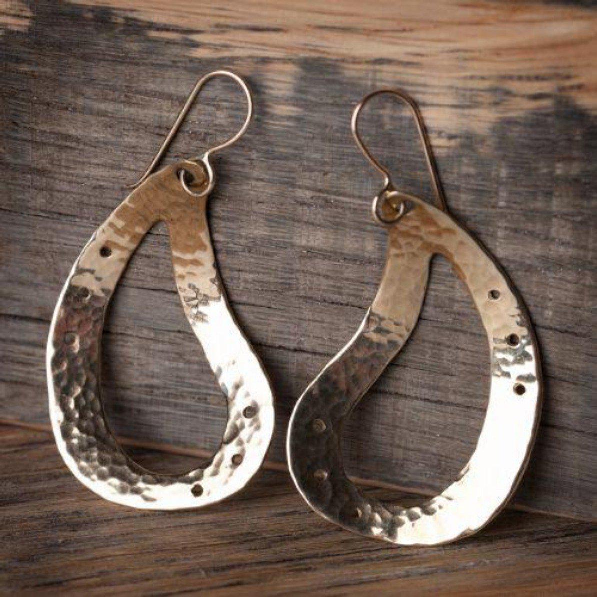 Large on sale hammered paisley earrings