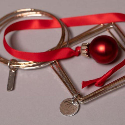 Triple Bangle Bracelet with Charm-Bracelets-Joyia Jewelry